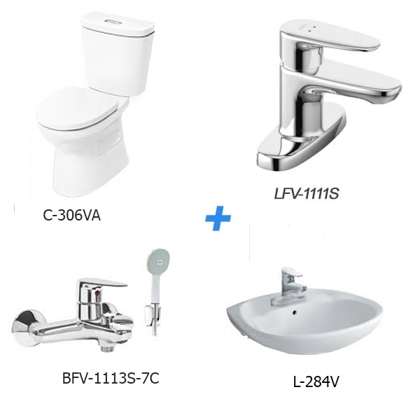 Combo thiết bị vệ sinh Inax C-306VA＋L-284V+LFV-1111S+BFV-1113S-7C