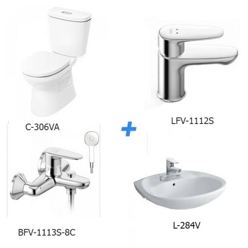 Combo thiết bị vệ sinh Inax C-306VA+L-284V+LFV-1112S+BFV-1113S-8C
