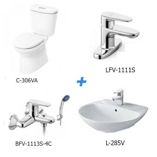 Combo thiết bị vệ sinh Inax C-306VA+L-285V+LFV-1111S+BFV-1113S-8C