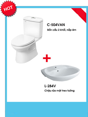 Combo bồn cầu Inax C-504VAN+ chậu rửa mặt Inax L-284V