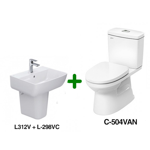 Combo bồn cầu Inax C-504VAN + Chậu rửa treo tường L-312V/L-298VC