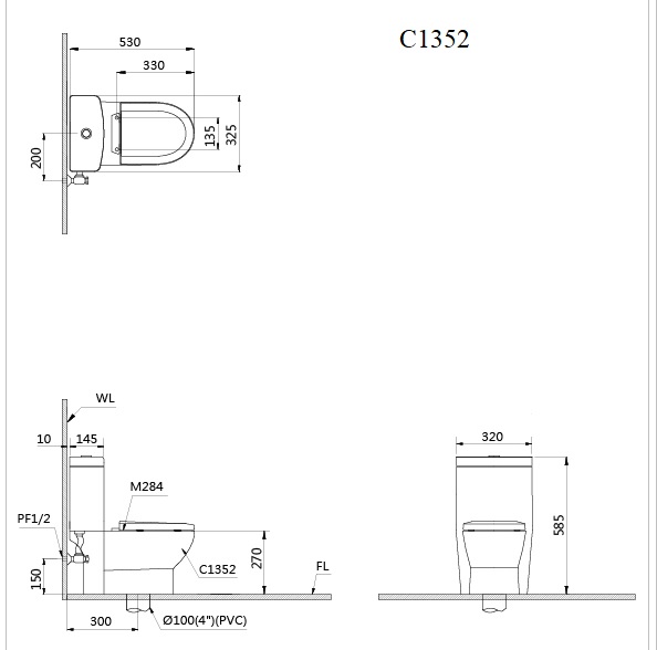 Bàn Cầu Trẻ Em - Một Khối - C1352