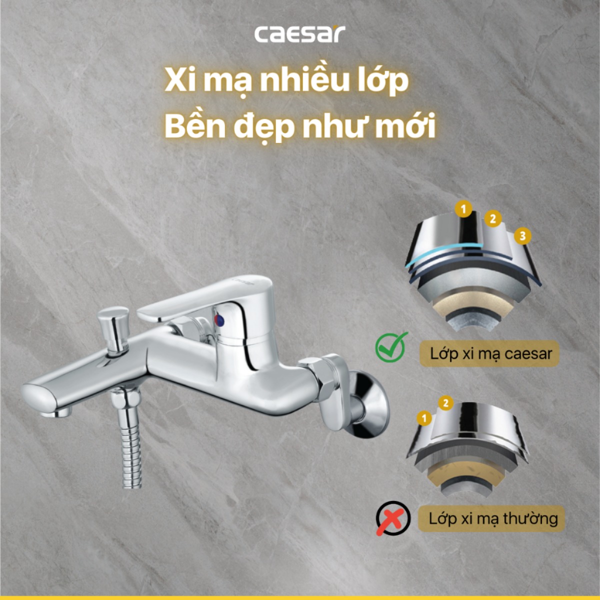 Vòi sen nóng lạnh Caesar S433C