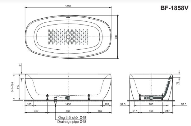 Bồn tắm đặt sàn Inax BF-1858V