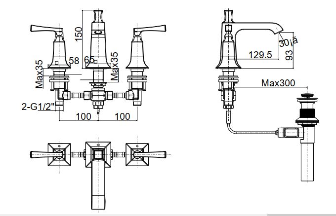 Vòi Lavabo nóng lạnh American Standard Kastello WF-1603