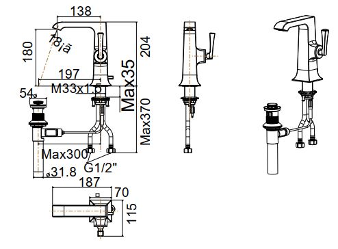 Vòi Lavabo nóng lạnh American Standard Kastello WF-1601