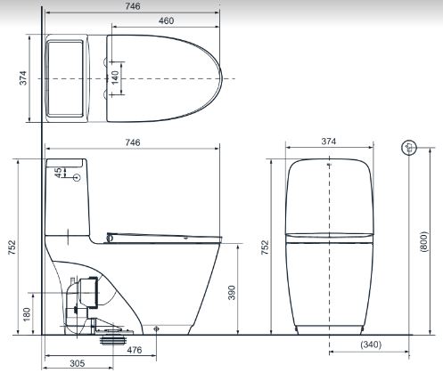 Bồn cầu Inax ACT-832VN 2 Khối Xả Tự Động