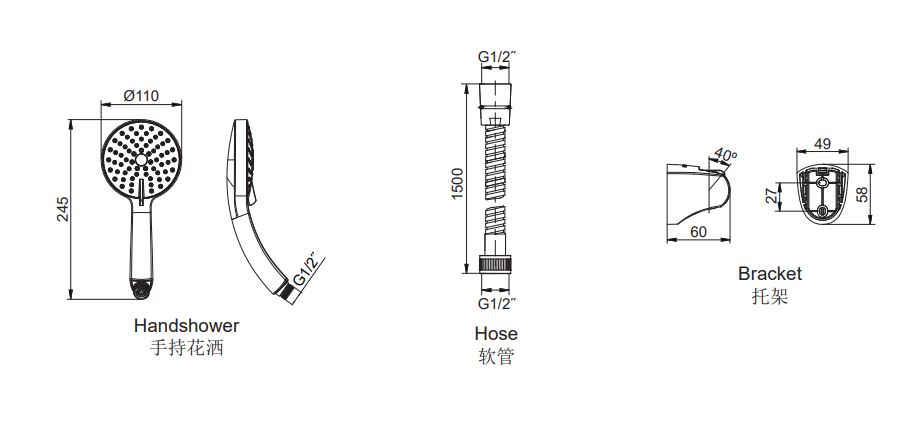 BỘ SEN CẦM TAY KÈM THANH TRƯỢT K-27793T-CP