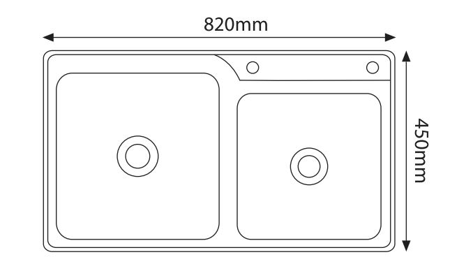 CHẬU RỬA BÁT 2 HỐ LỆCH HUGE (H-1200A1)