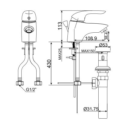 Vòi Lavabo nóng lạnh American Standard Saga WF-1501