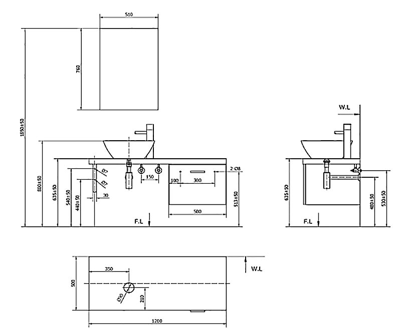 Tủ chậu cabinet phòng tắm Inax CB1206-4IF-B