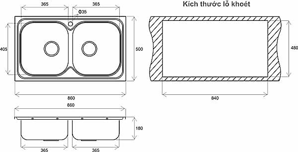 Chậu rửa bát inox 304 Mirolin MT860-2B