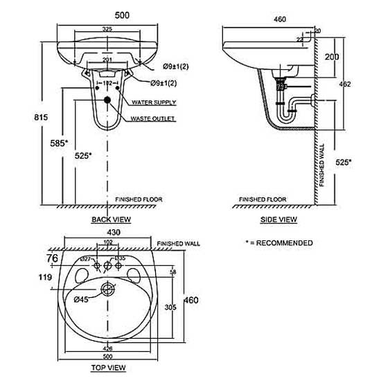 Chậu rửa treo tường American Standard VF-0969/  VF-0901