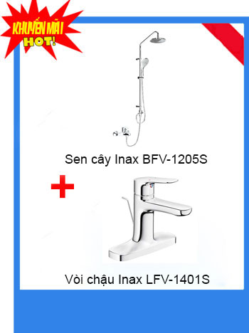 Combo vòi chậu Inax LFV -1401S + Sen tắm Inax BFV-1205S