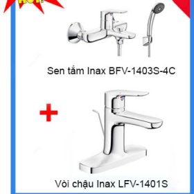 Combo vòi chậu Inax LFV -1401S + Sen tắm Inax BFV-1403S-4C