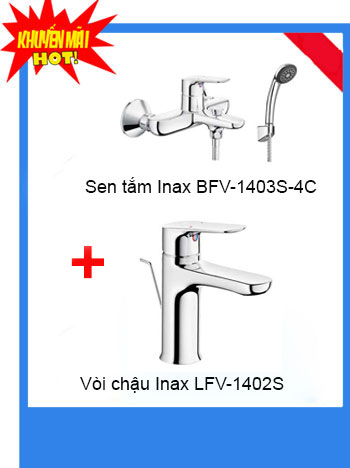 Combo vòi chậu Inax LFV -1402S + Sen tắm Inax BFV-1403S-4C