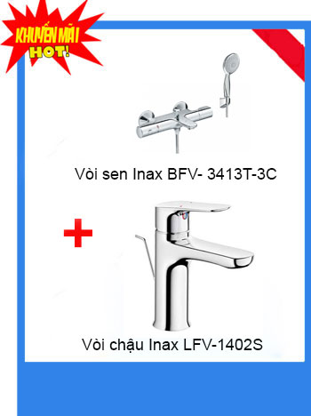 Combo vòi chậu Inax LFV – 1402S + Sen tắm Inax BFV-3413T-3C