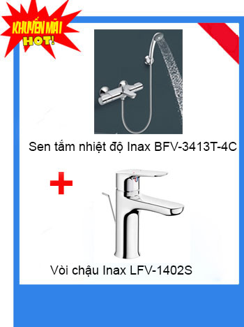 Combo vòi chậu Inax LFV -1402S+ Sen tắm Inax BFV-3413T-4C