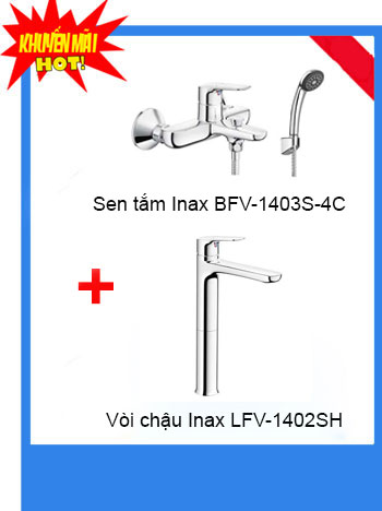 Combo vòi chậu Inax LFV -1402SH + Sen tắm Inax BFV-1403S-4C
