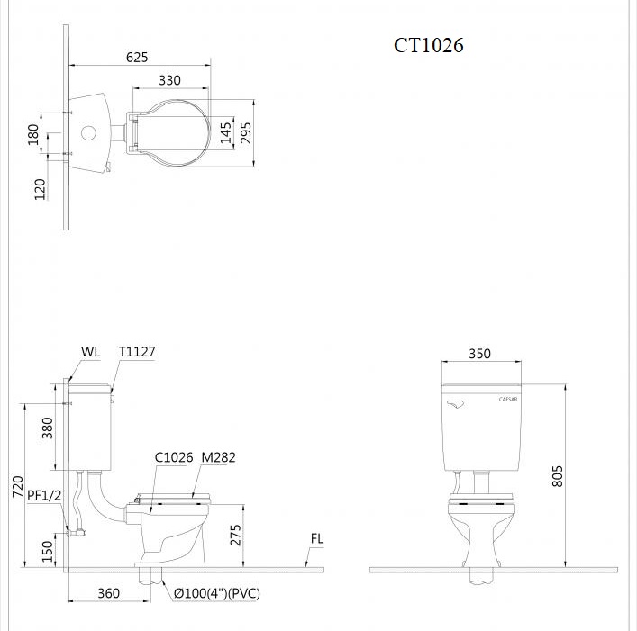 Bàn Cầu Trẻ Em - Hai Khối - CT1026