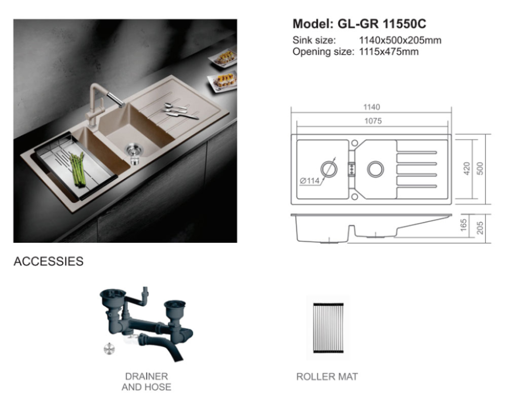 Chậu rửa bát Geler GL-GR11550C