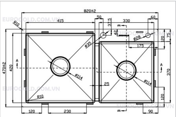 Chậu rửa bát Eurogold  EUS38247