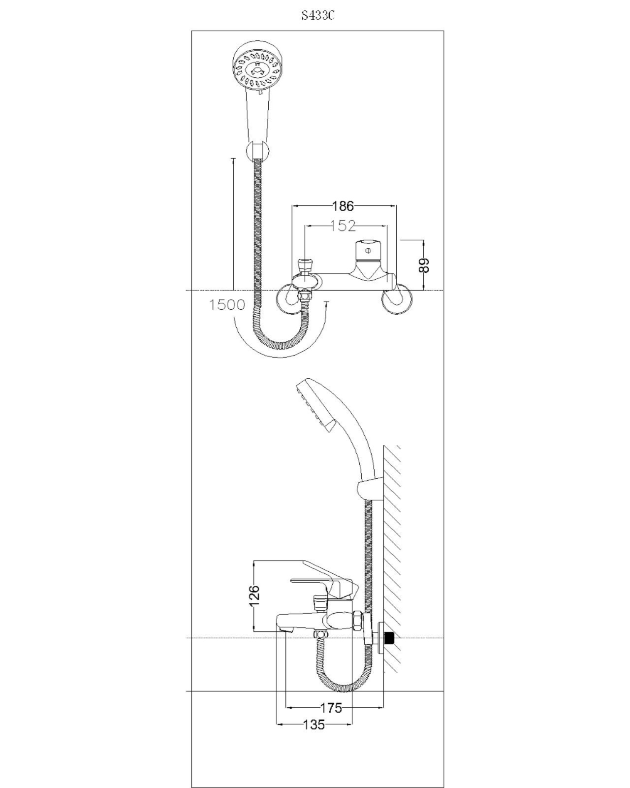 Vòi sen nóng lạnh Caesar S433C