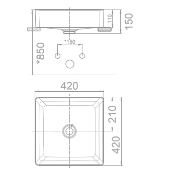 Chậu rửa lavabo American WP-F411 đặt trên bàn