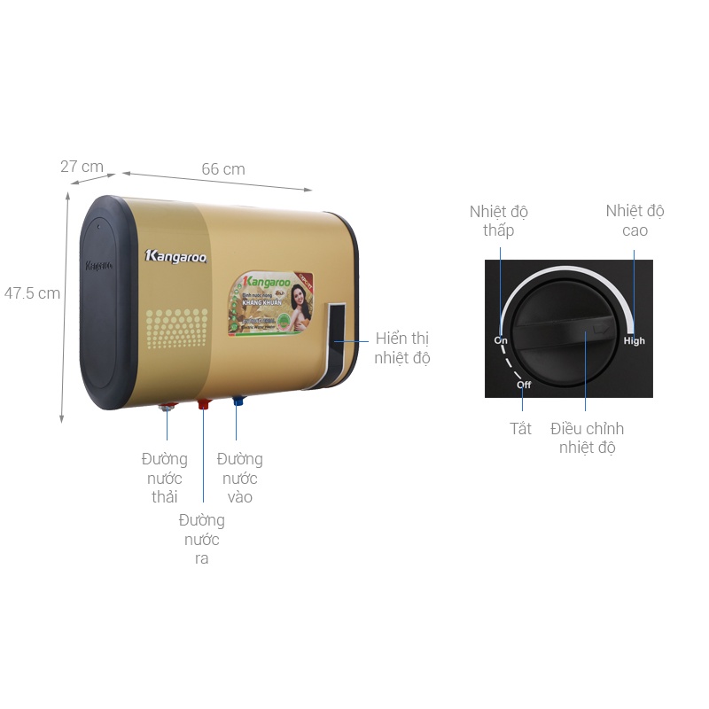 Bình nước nóng dung tích 18L Kangaroo KG665Y