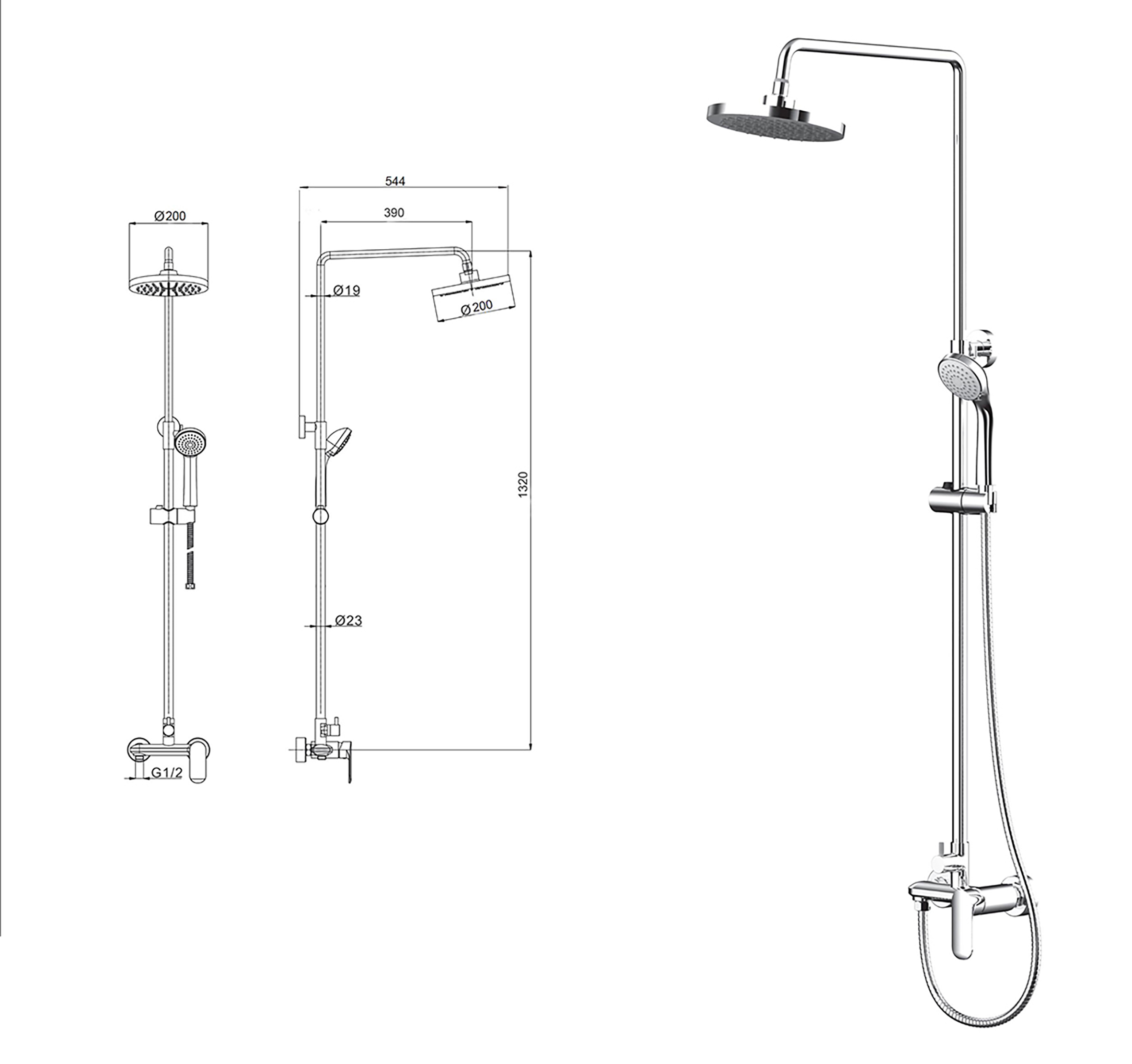 Vòi sen Bravat F9125183CP-A2-RUS