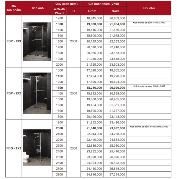 Vách kính theo yêu cầu Fendi FDP-1X3 (kính dày 10mm)
