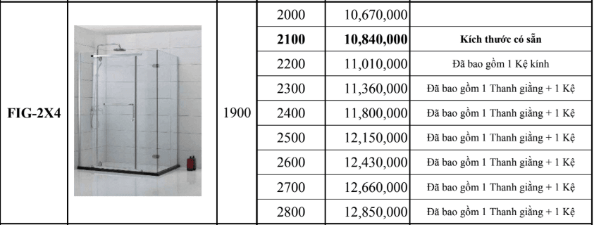 Vách kính theo yêu cầu Fendi FIG-2X4 (kính dày 8mm)