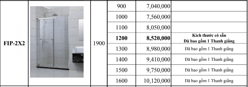 Vách kính theo yêu cầu Fendi FIP-2X2 (kính dày 8mm)