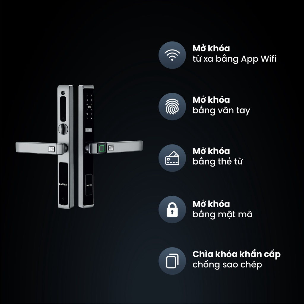 Khóa vân tay cửa nhôm FS6900 Grey