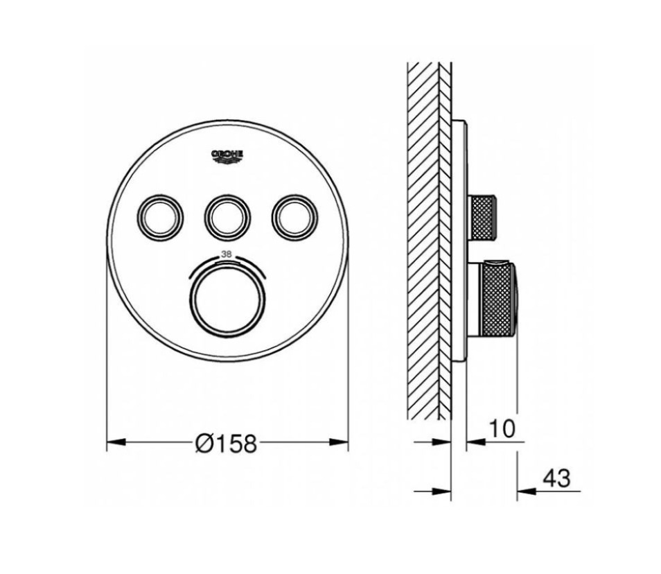 Mặt nạ bộ trộn sen âm GROHE 29121000
