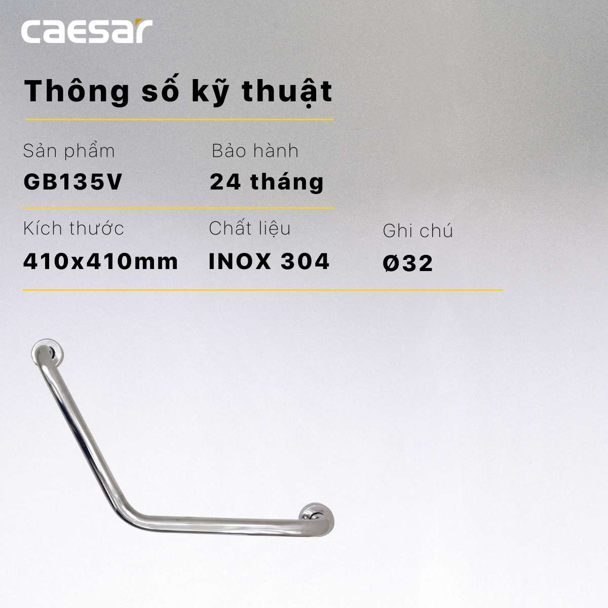 Tay vịn phòng tắm Inox Caesar GB135V dành cho người khuyết tật
