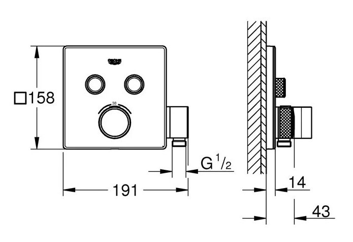 Mặt nạ bộ trộn sen âm GROHE 29125000