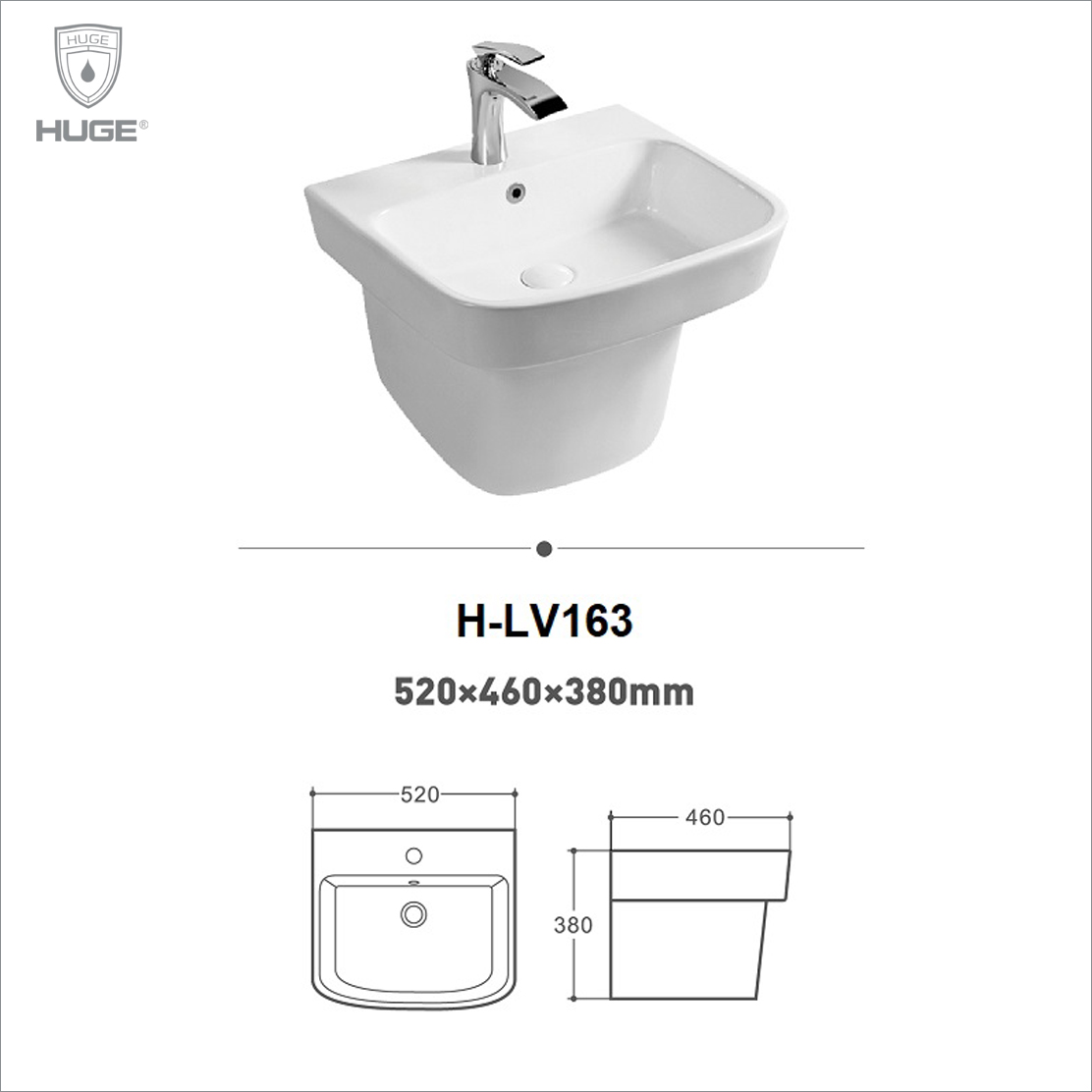 CHẬU LAVABO TREO TƯỜNG HUGE (H-LV163N)