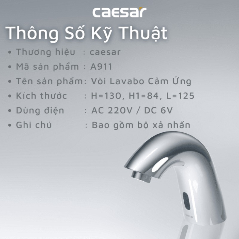 Vòi rửa lavabo cảm ứng Caesar A911