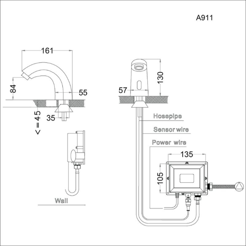 Vòi rửa lavabo cảm ứng Caesar A911