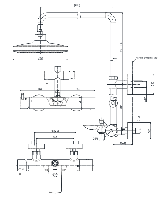 Sen cây nóng lạnh kèm vòi xả bồn TBW01301AB