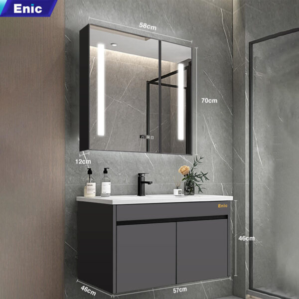 Bộ tủ gương lavabo phòng tắm cao cấp Enic ST01 – Mẫu Inox 60cm – 100cm