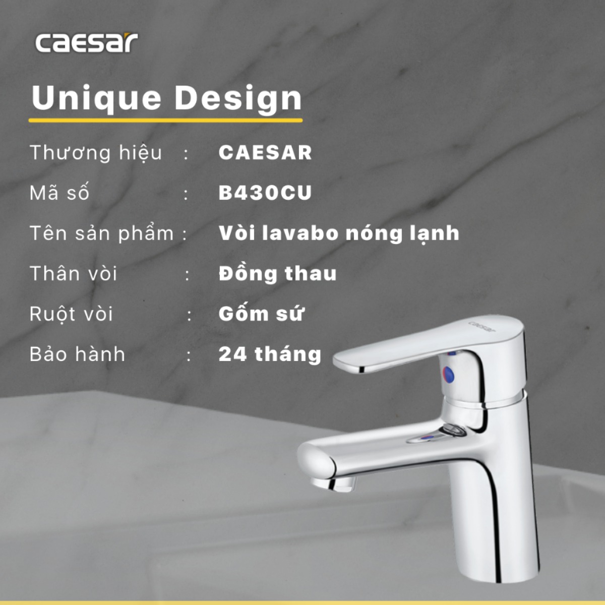 Vòi rửa lavabo nóng lạnh CAESAR B430CU
