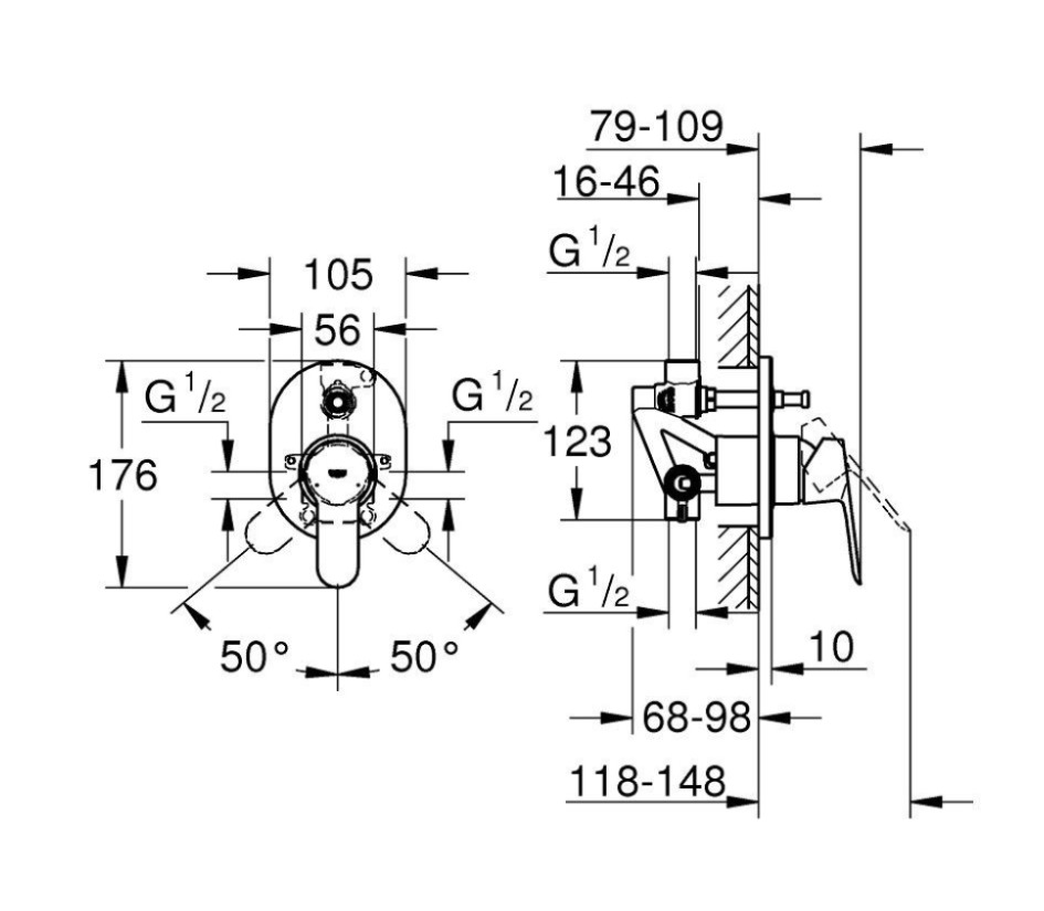 Bộ trộn nóng lạnh âm tường GROHE 29043000