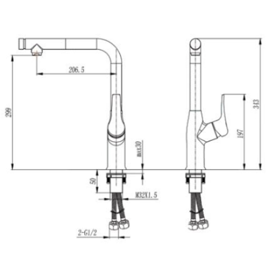 Vòi rửa bát Geler GL-295 nóng lạnh