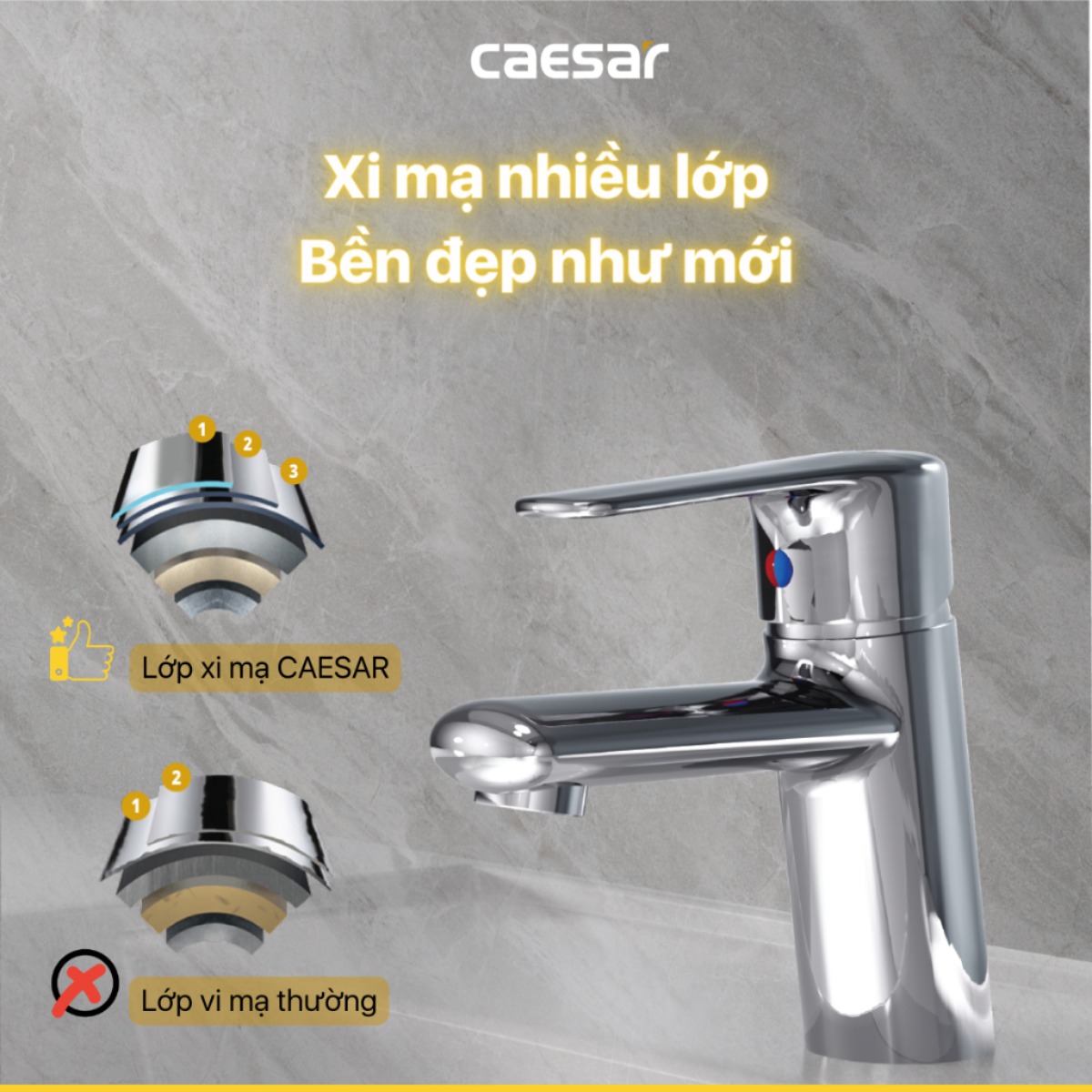 Vòi rửa lavabo nóng lạnh CAESAR B430CU