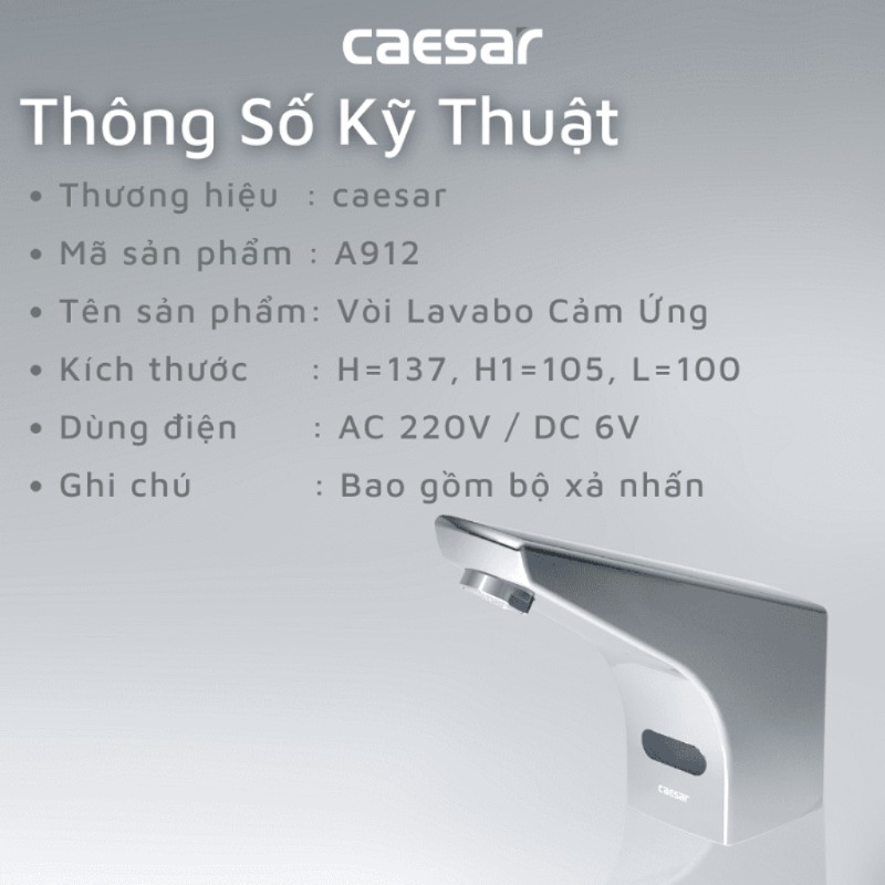 Vòi rửa lavabo cảm ứng Caesar A912