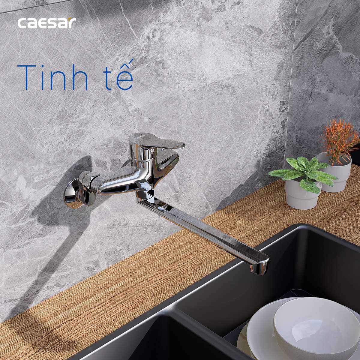 Vòi Bếp Nóng Lạnh CAESAR K540C gắn Tường