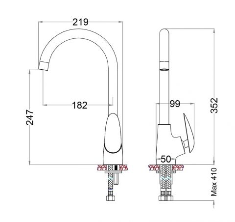 Vòi Rửa Chén Caesar K815C Nóng Lạnh