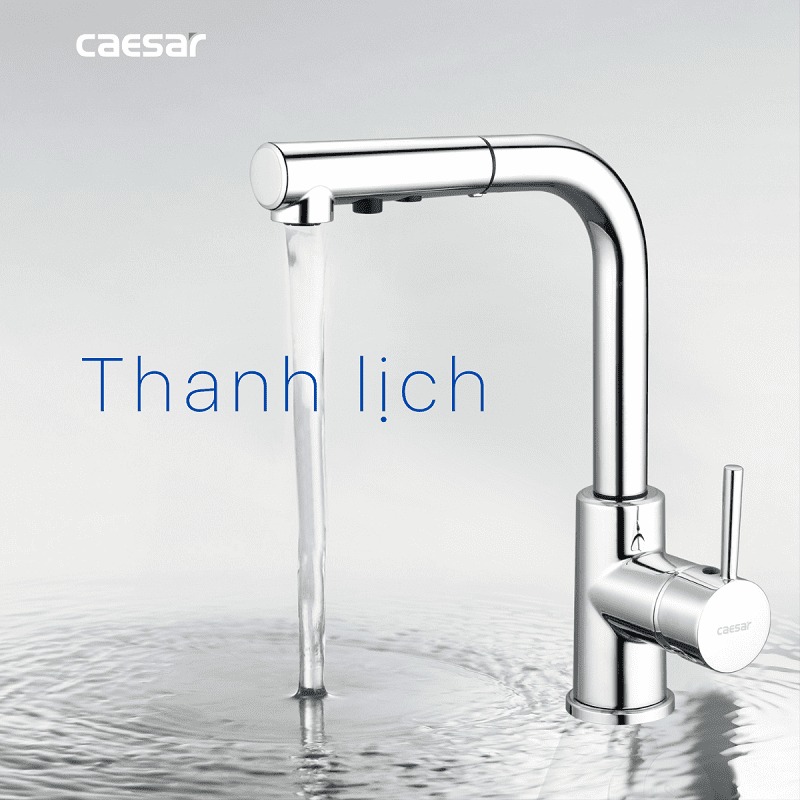 Vòi Rửa Chén Caesar K915C Rút Dây Nóng Lạnh